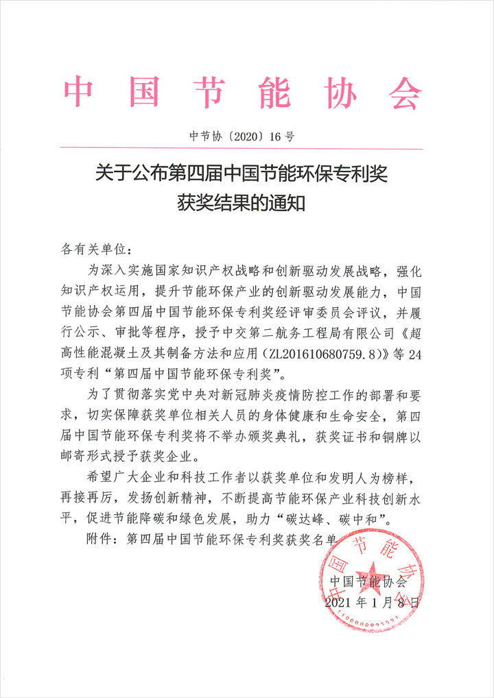 关于公布第四届中国节能环保专利奖获奖结果的通知(图1)